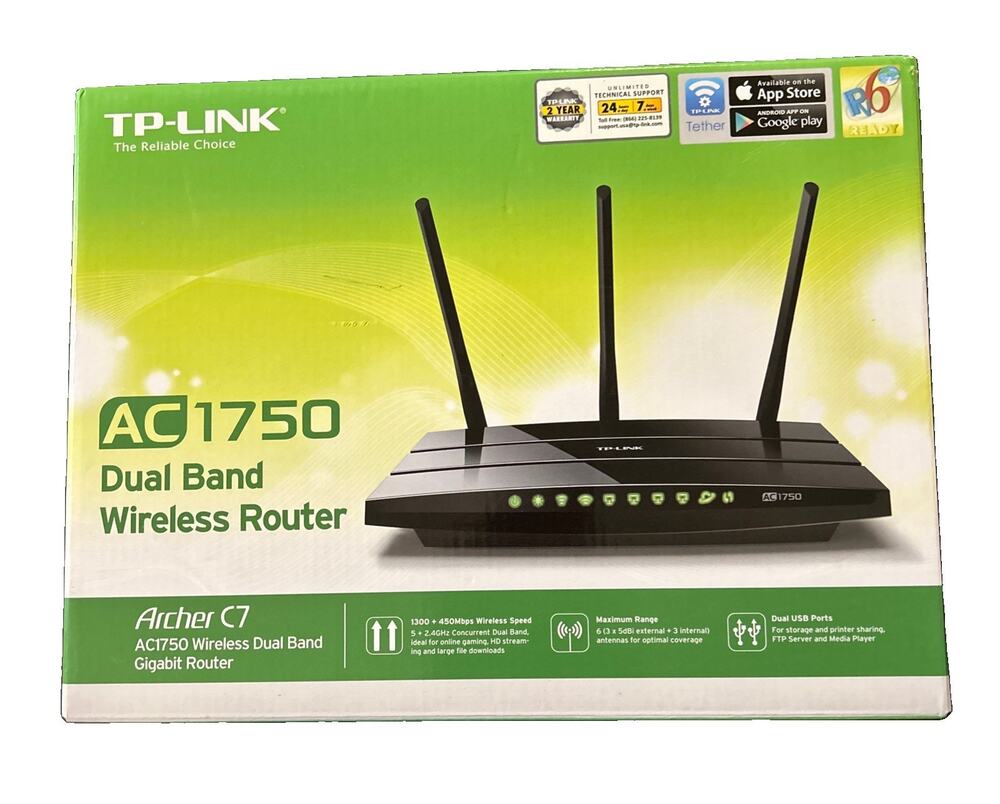 TP-LINK Archer C7 AC1750 Dual-Band Gigabit Router 4-Port USB 2.0 IPv6 Open Box
